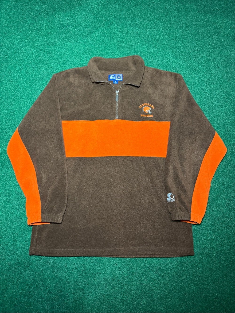 Cleveland Browns Starter Vintage Sweatshirt Medium Oversized 1/4 Zip Fleece 90s